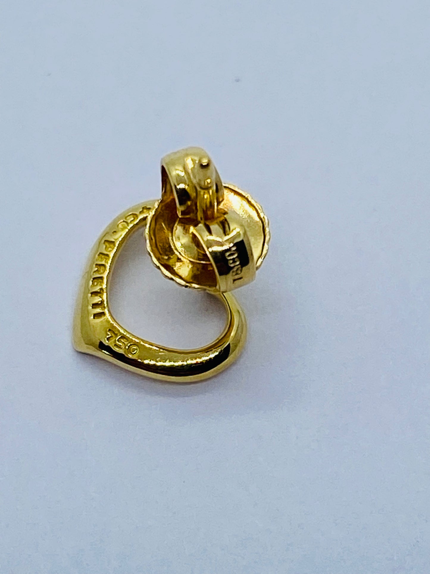 Tiffany & Co. Elsa Peretti 18K Yellow Gold Open Heart Stud Earrings READ