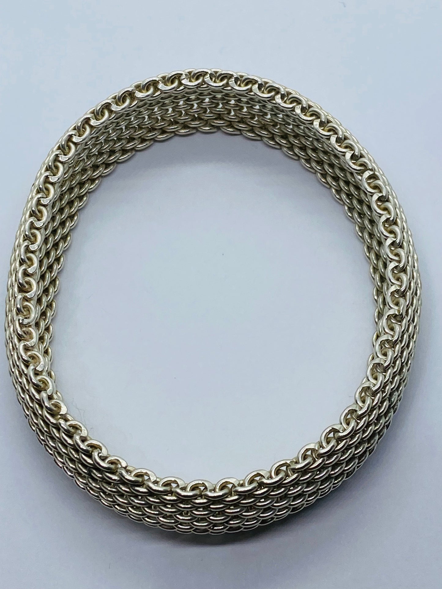 Tiffany & Co. 7.75” Somerset Mesh 15MM Wide Bracelet in Sterling Silver