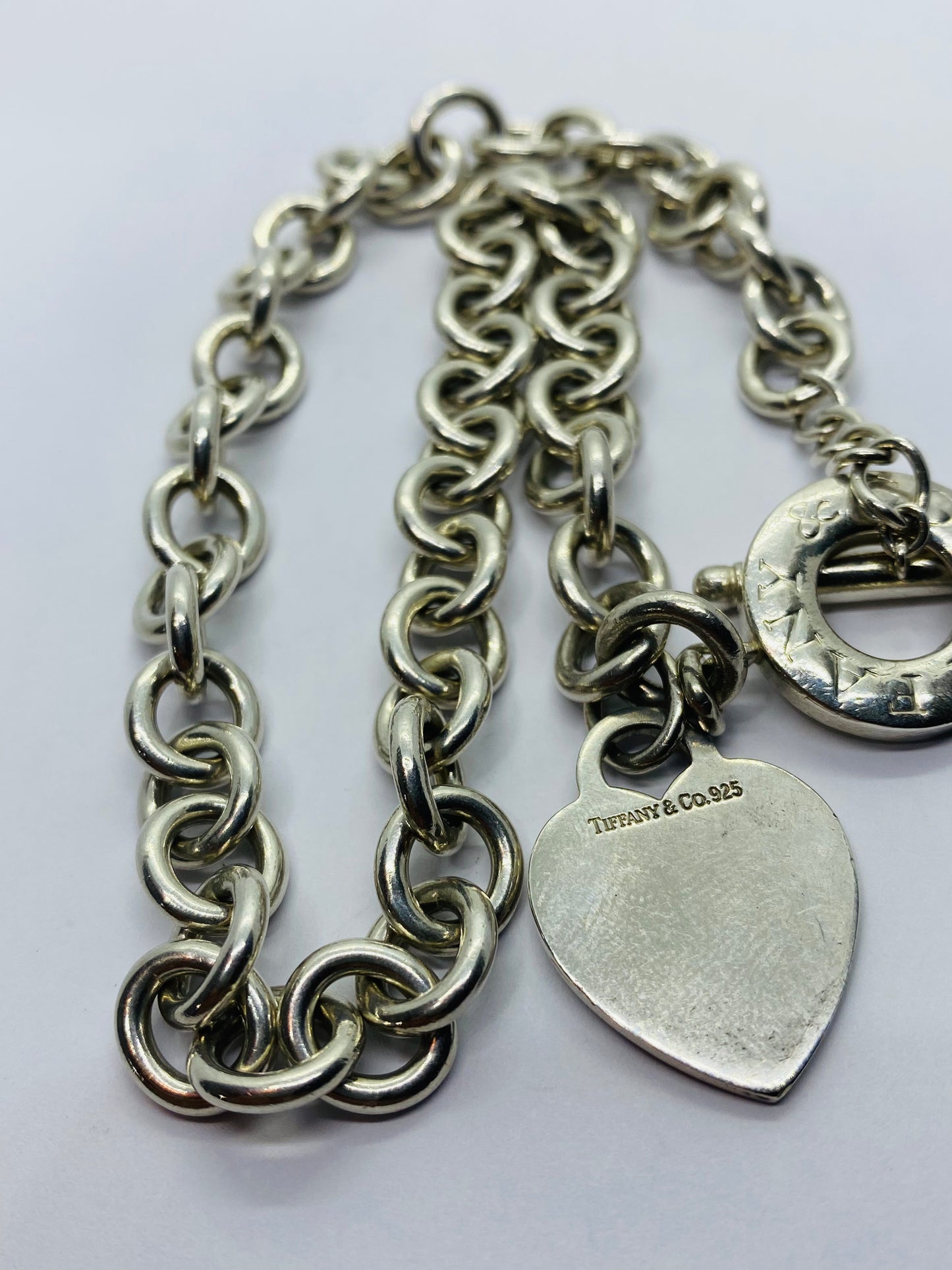 Tiffany & Co Sterling Silver Toggle Heart Tag Blank Heart Necklace 16” 74.8
