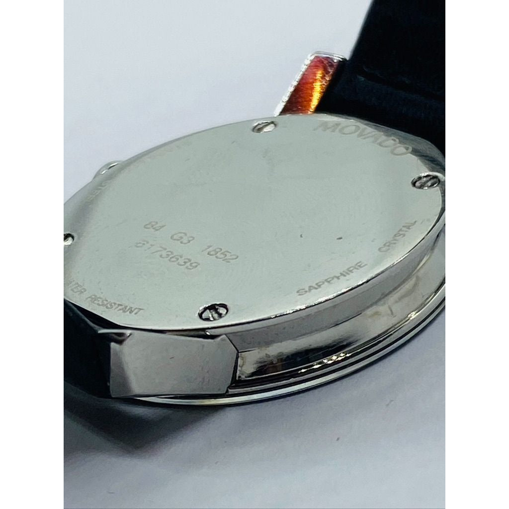 Movado 84 G3 1852 Ladies Leather Mirror Bezel Black Museum Dial Watch