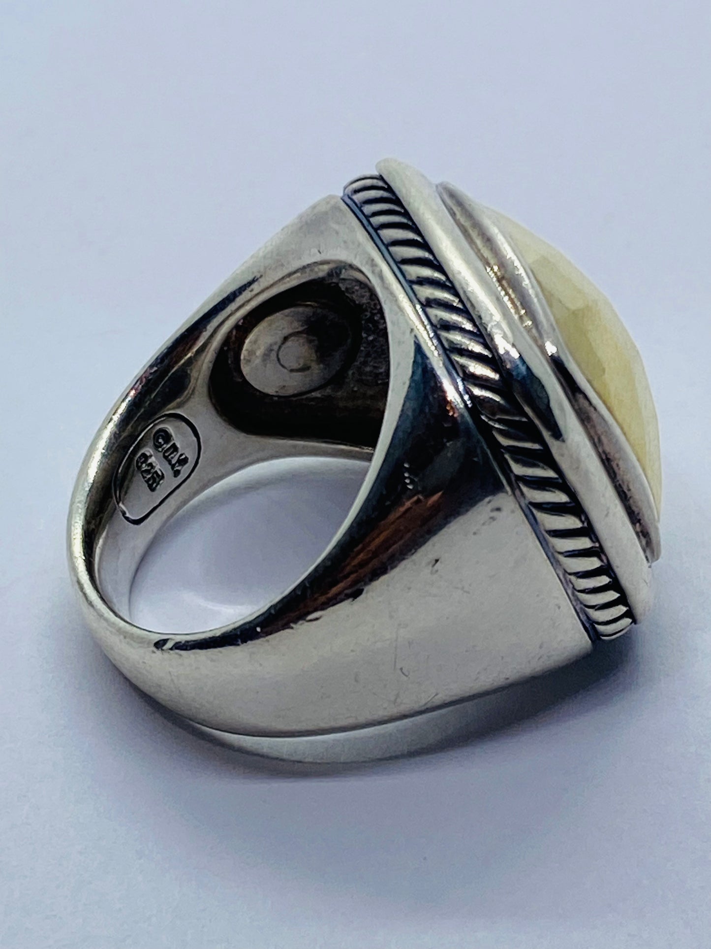 David Yurman Albion Faceted Dome Ring in 18kt Gold/Sterling Size 6