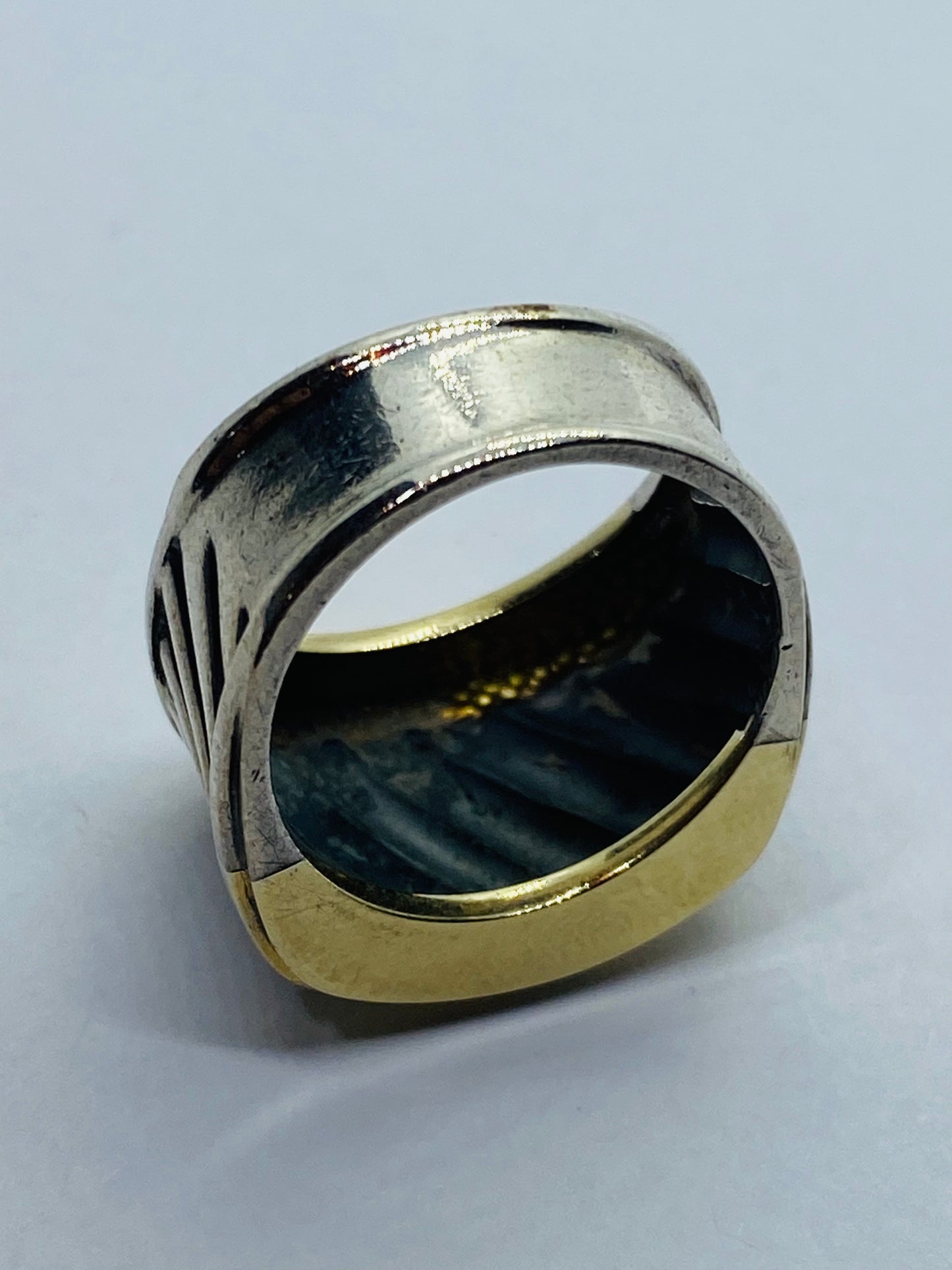 David Yurman Thoroughbred Ring 14K Gold Sterling Silver Cigar Cable Size 5.75