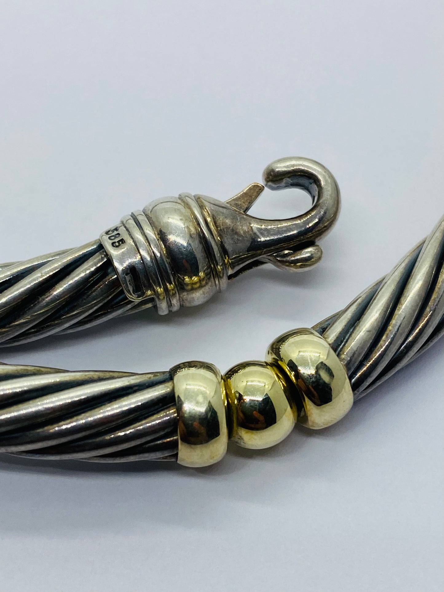 DAVID YURMAN 14K GOLD & SILVER 6 STATION CABLE NECKLACE 16.5” 50 GRAMS 5MM CABLE