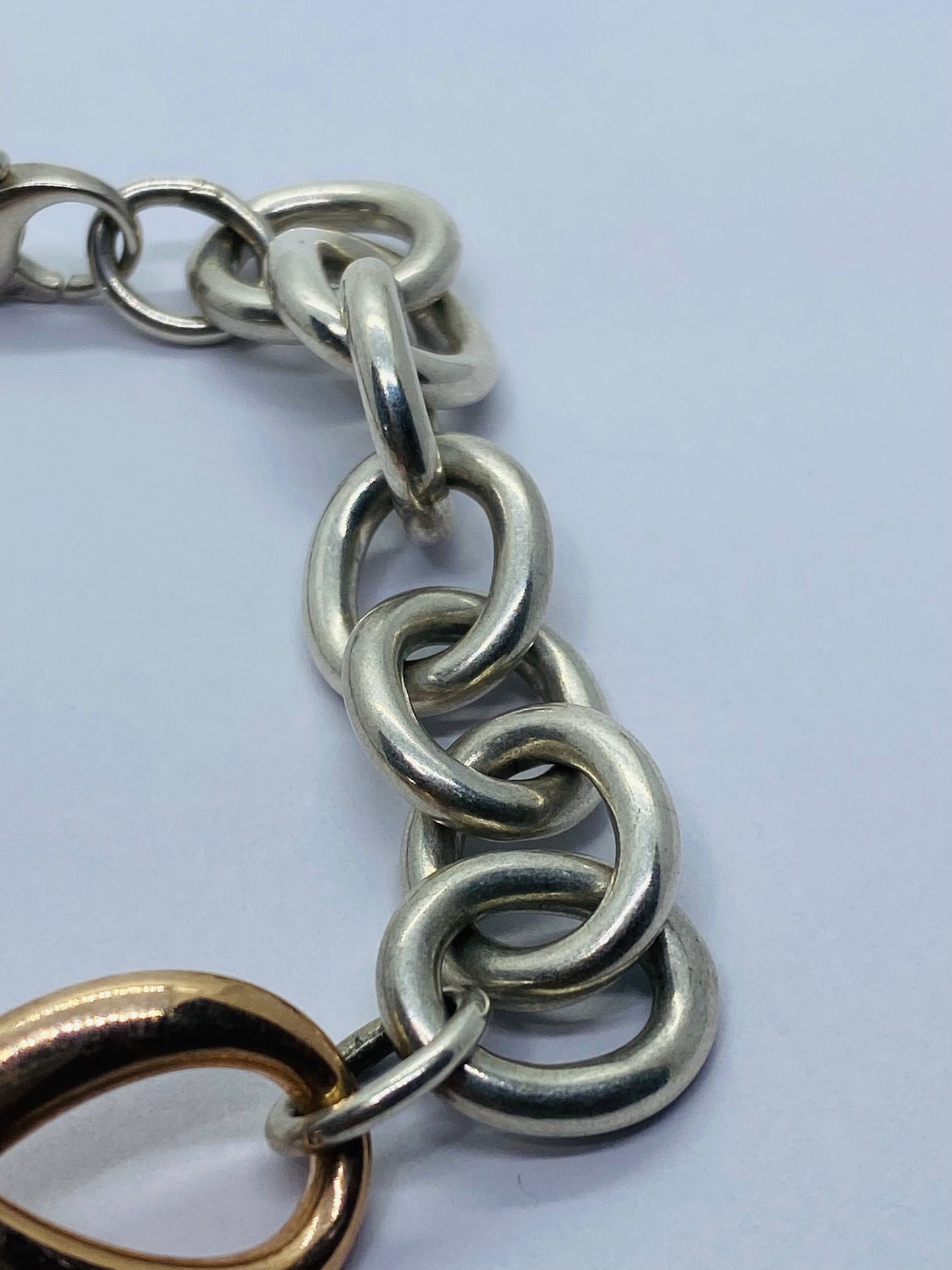 Rare Tiffany and Co sterling silver Rubedo infinity bracelet Chunky 7.75 Box/pouch