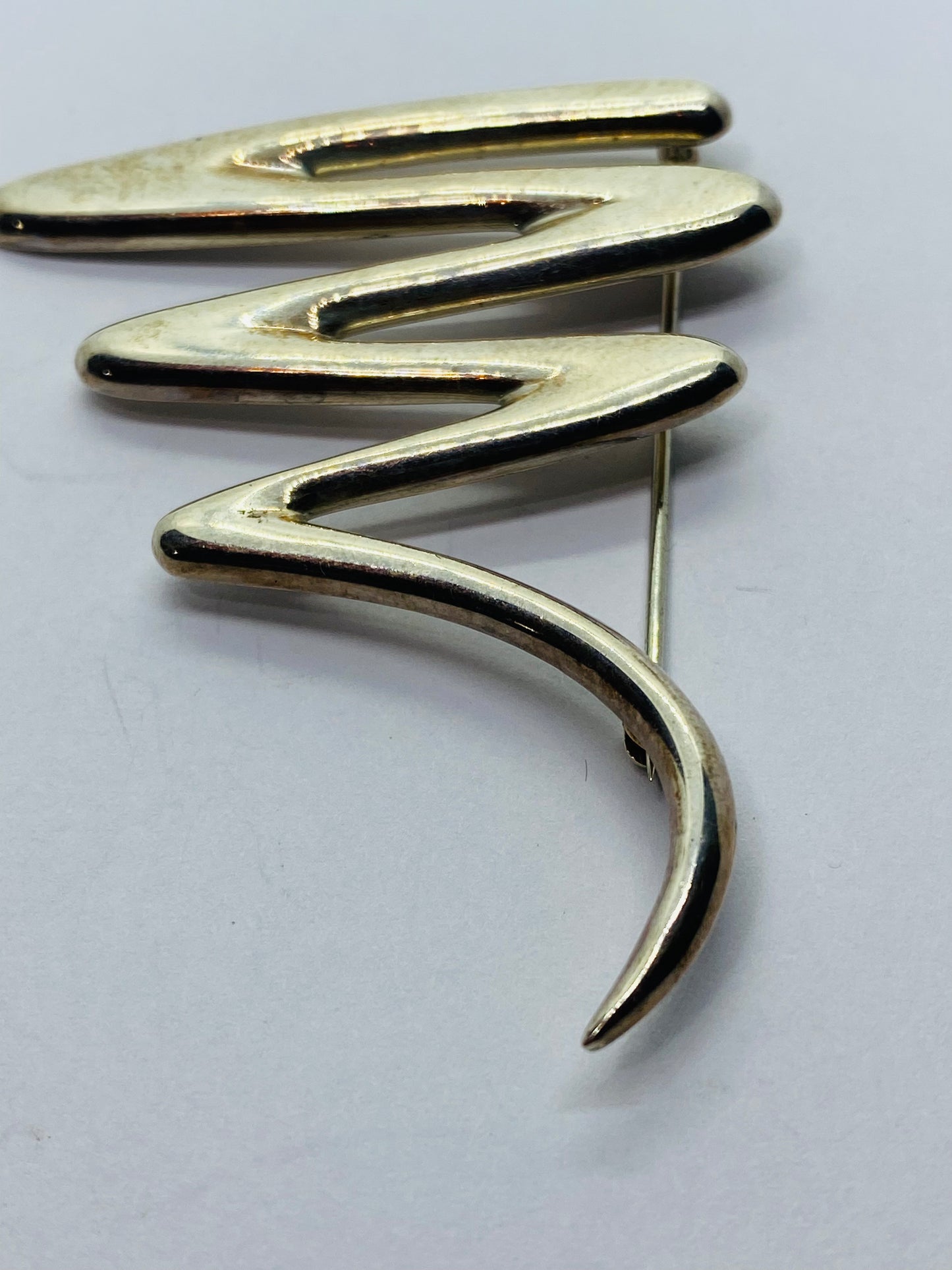 Tiffany & Co Paloma Picasso Sterling Silver Zig Zag Vintage Brooch. LARGE