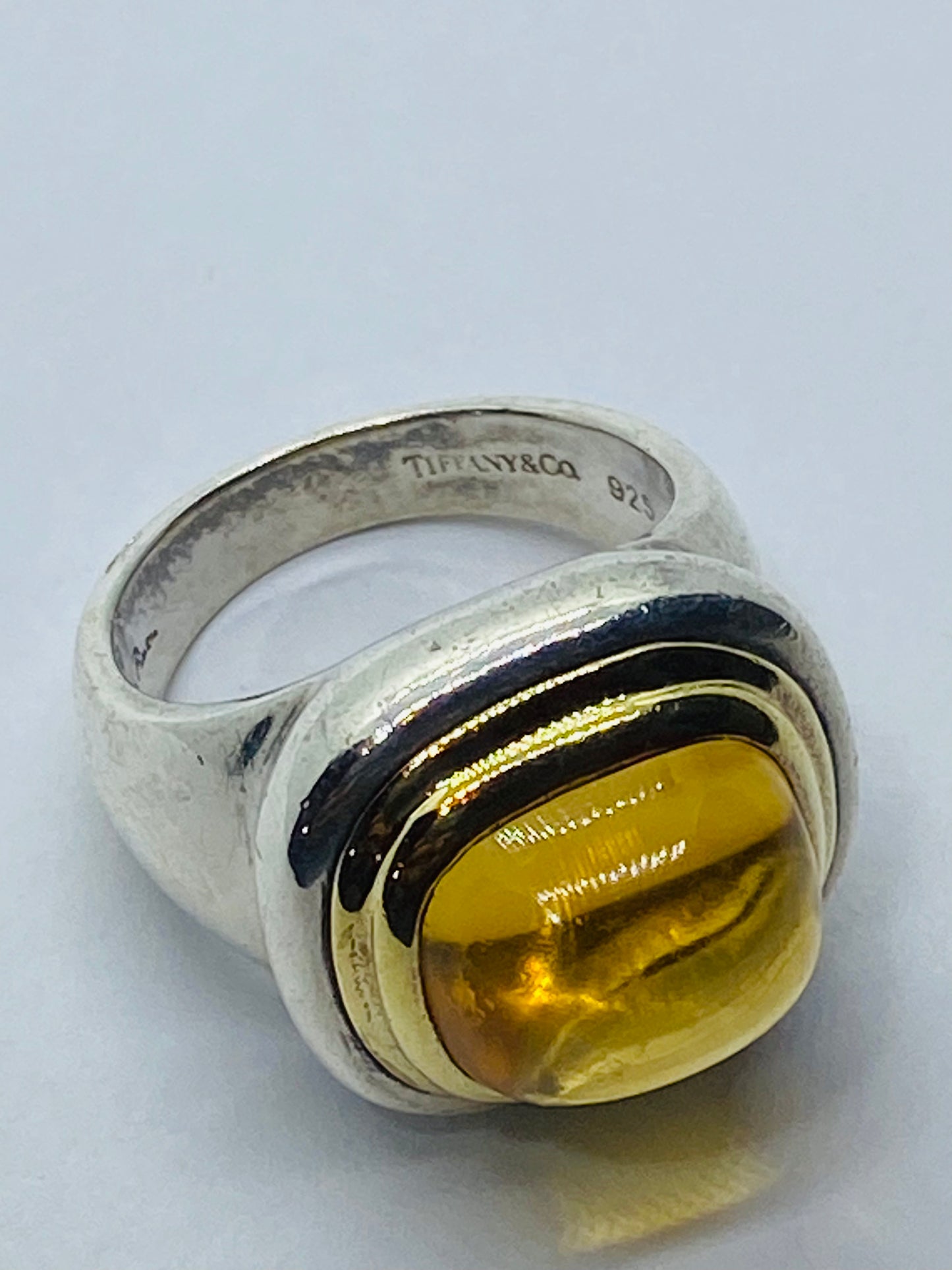 Tiffany & Co Sugar Loaf PALOMA PICASSO Sterling Silver 18k 750 Gold Citrine Ring