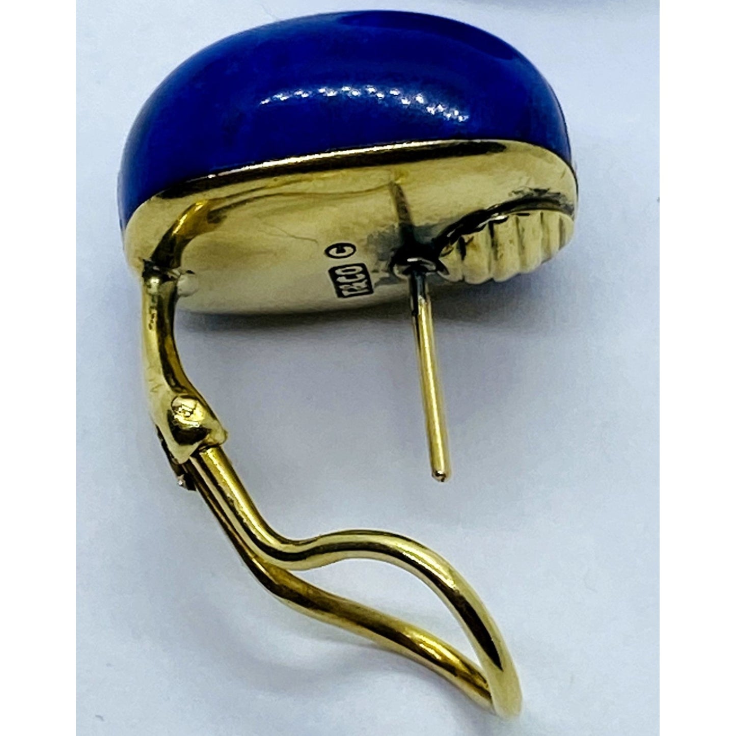 Tiffany & Co 18K Gold & Lapis Onyx Earrings by Angela Cummings