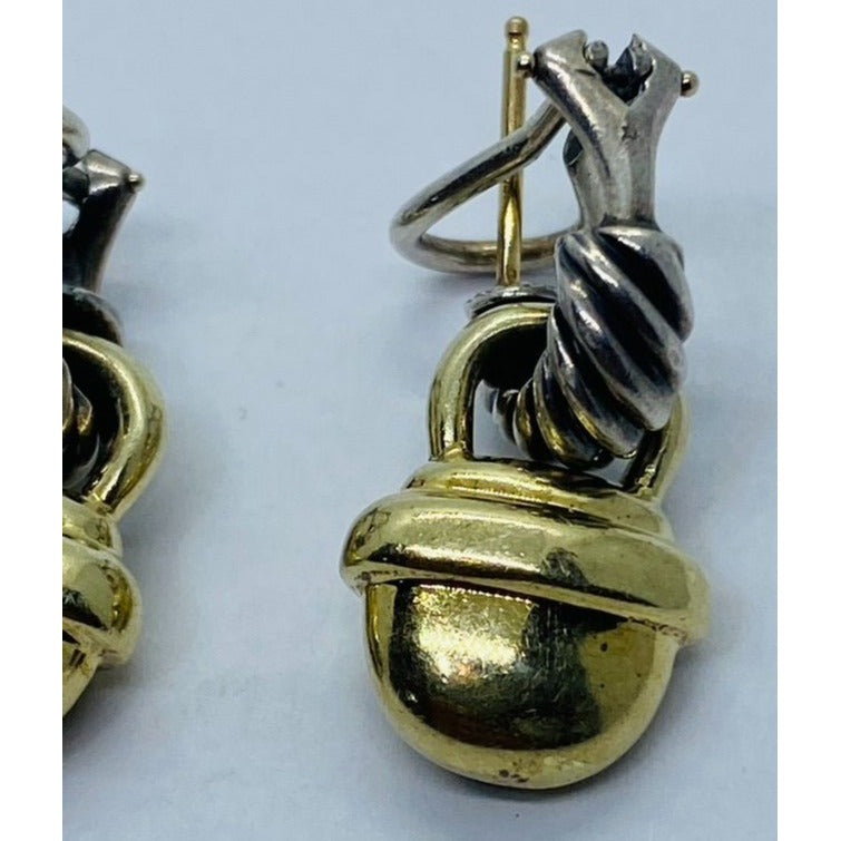 David Yurman 925 585 Sterling Silver 14K Acorn Dangle Earrings