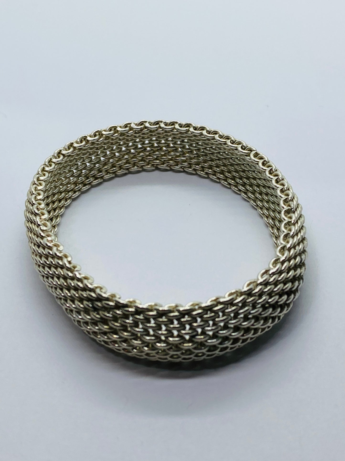 Tiffany & Co. 7.75” Somerset Mesh 15MM Wide Bracelet in Sterling Silver