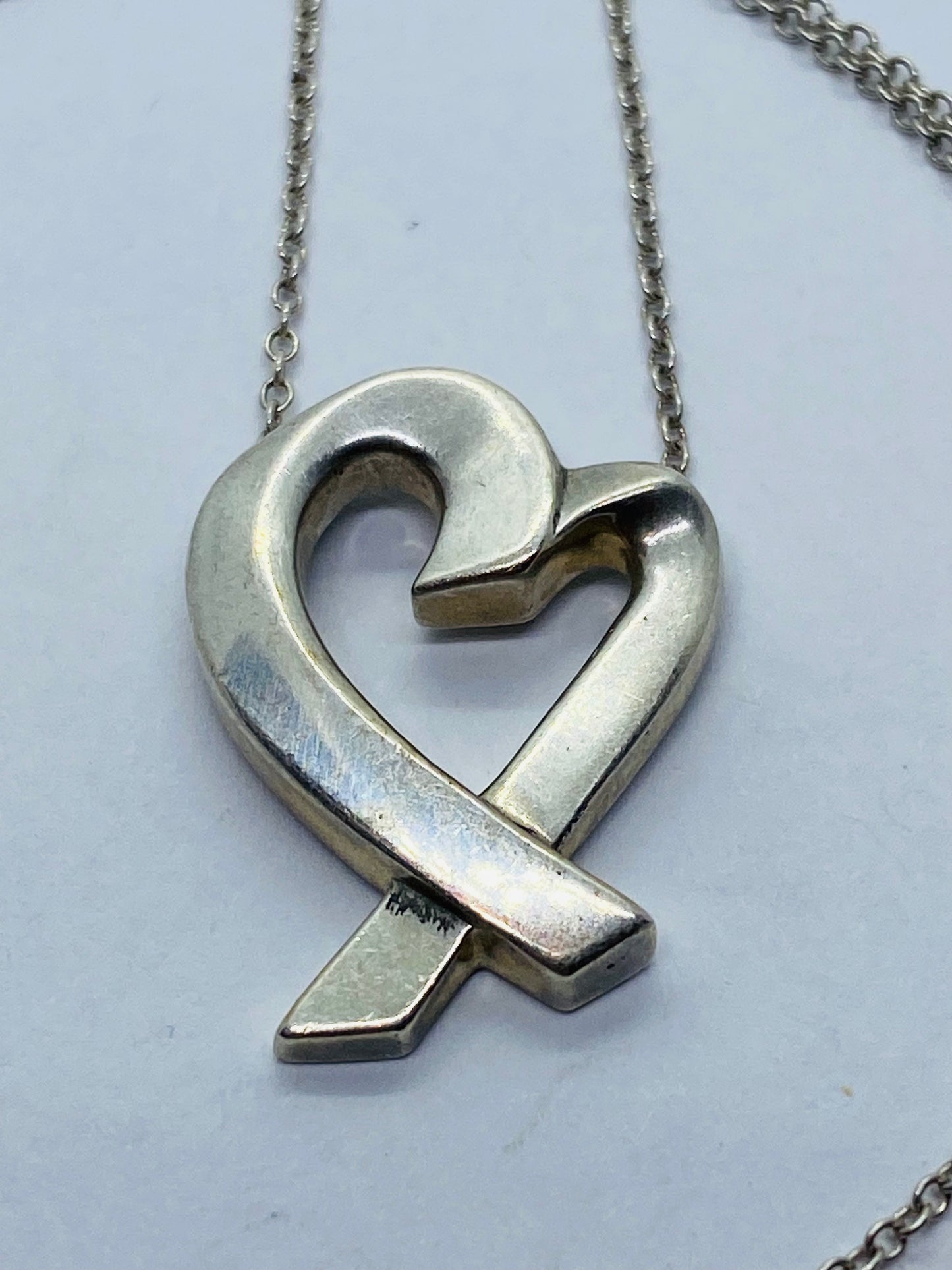 Tiffany & Co Silver 925 Picasso Large Loving Heart Pendant 18.25 Inch Necklace