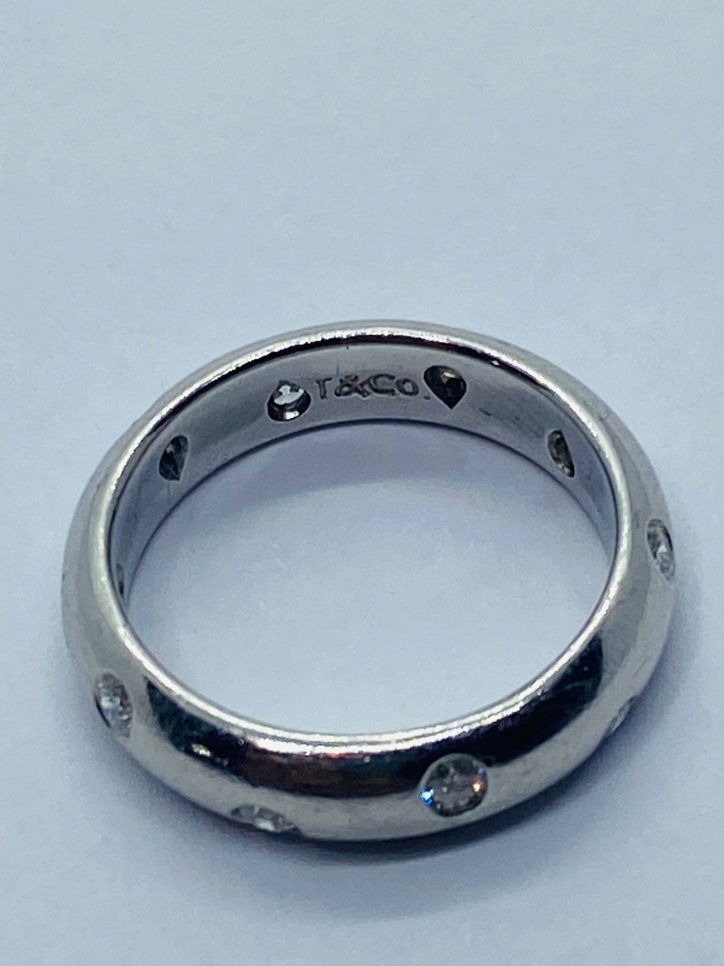 Platinum Tiffany & Co. Diamond Etoile Ring Band Wedding And Box