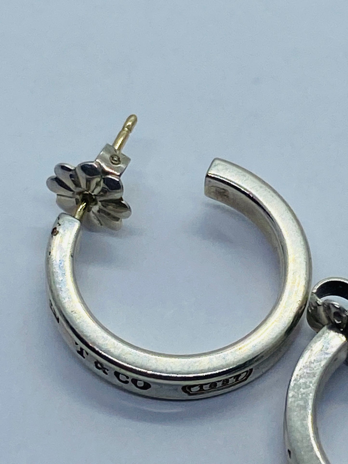 Vintage silver TIFFANY & CO. SMALL HOOPS 1837 earrings 3MM 18MM