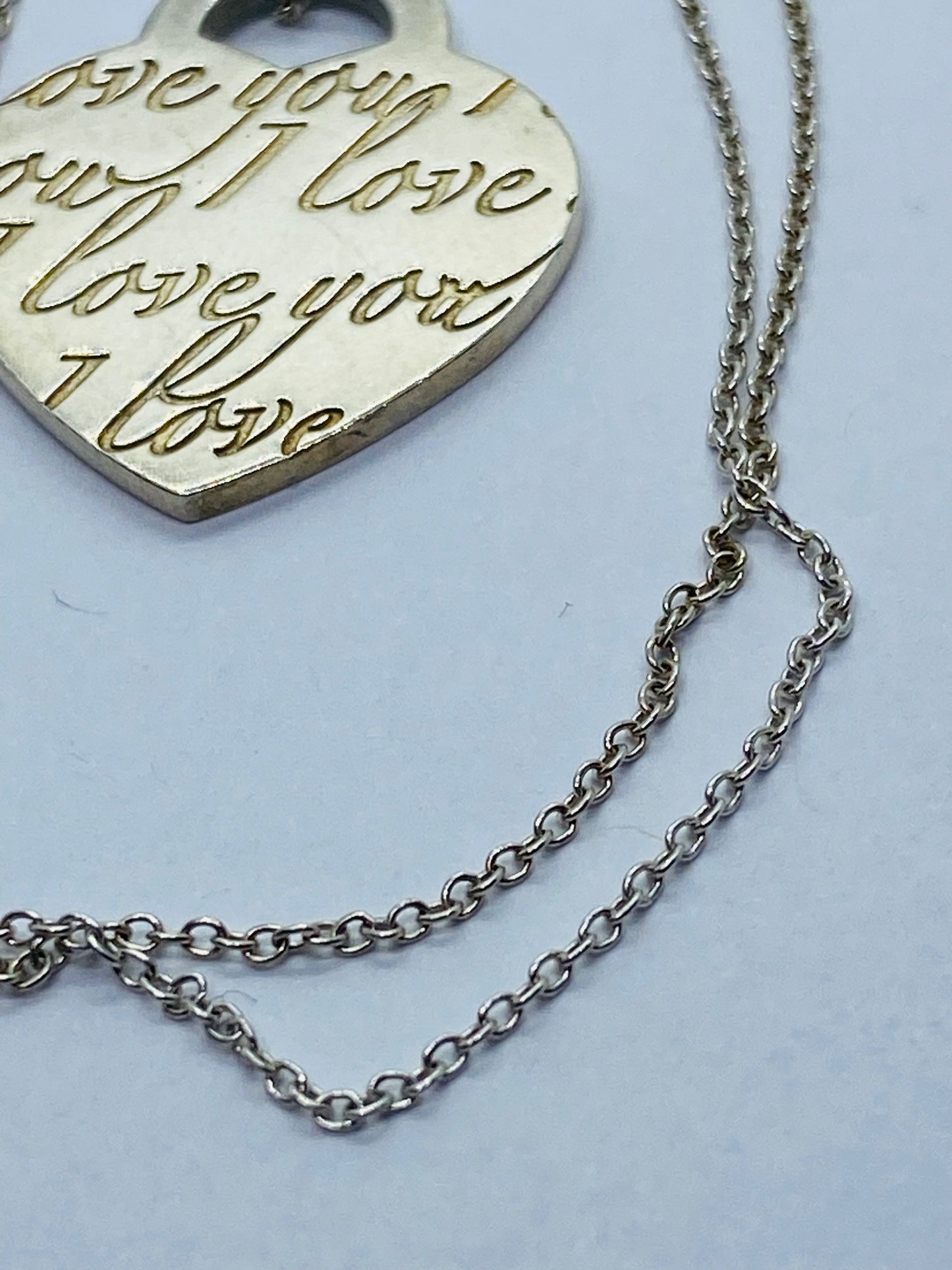 Tiffany & Co. Sterling Silver "I Love You" Notes Heart Pendant Necklace