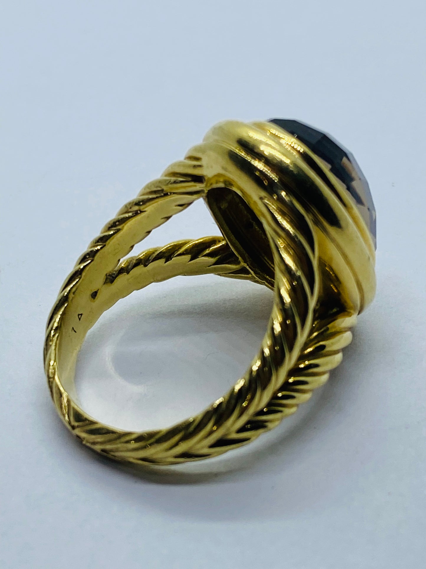 David Yurman Albion Oval Smoky Quartz Ring Solid 750 18k Gold Size 10 18.6G