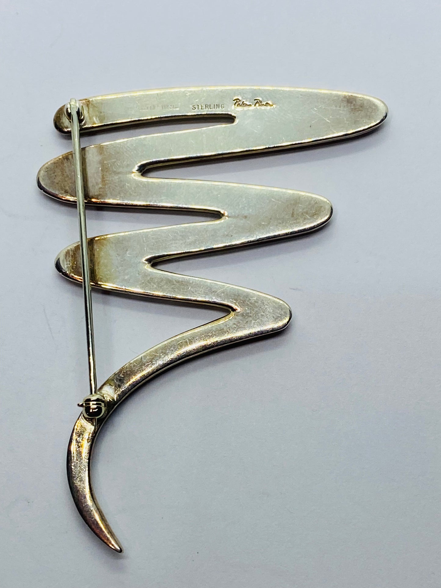 Tiffany & Co Paloma Picasso Sterling Silver Zig Zag Vintage Brooch. LARGE