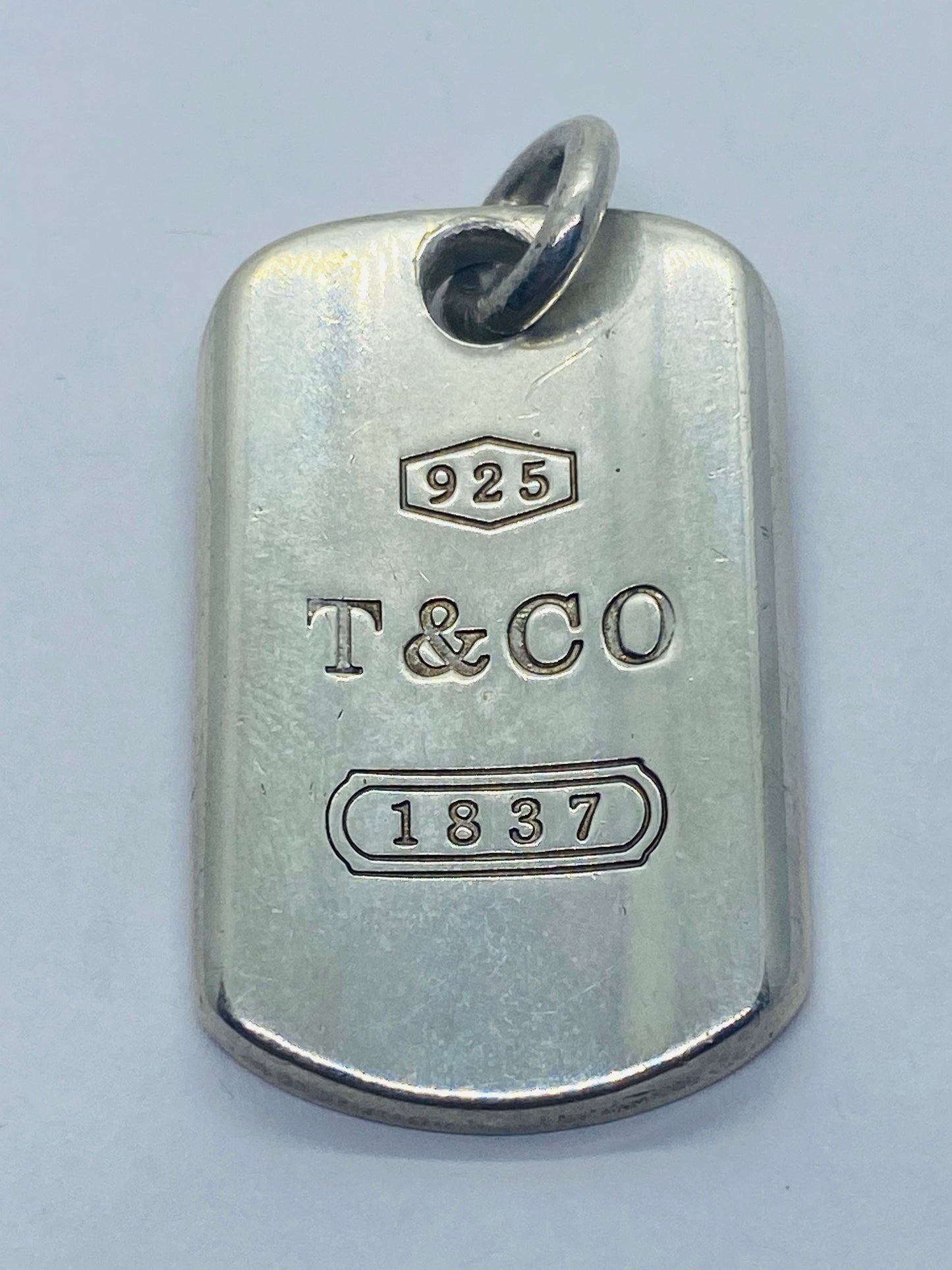 Tiffany & Co 1837 Dog Tag Charm Sterling Silver