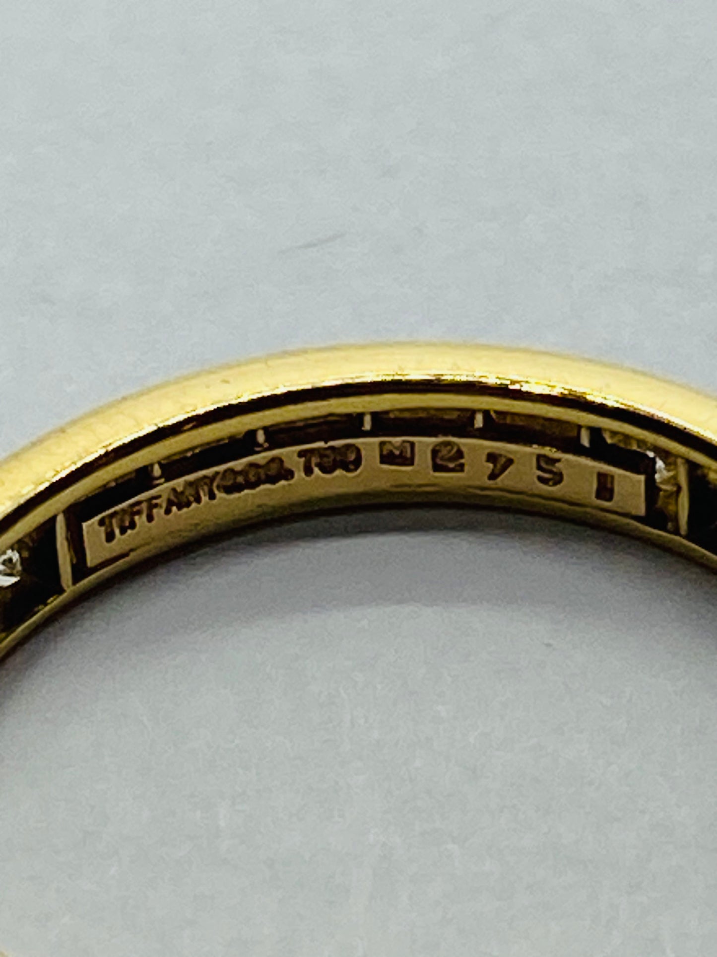 Tiffany & Co Round Diamond Channel Set Eternity Band Yellow Gold Size 5.5 .78Ct