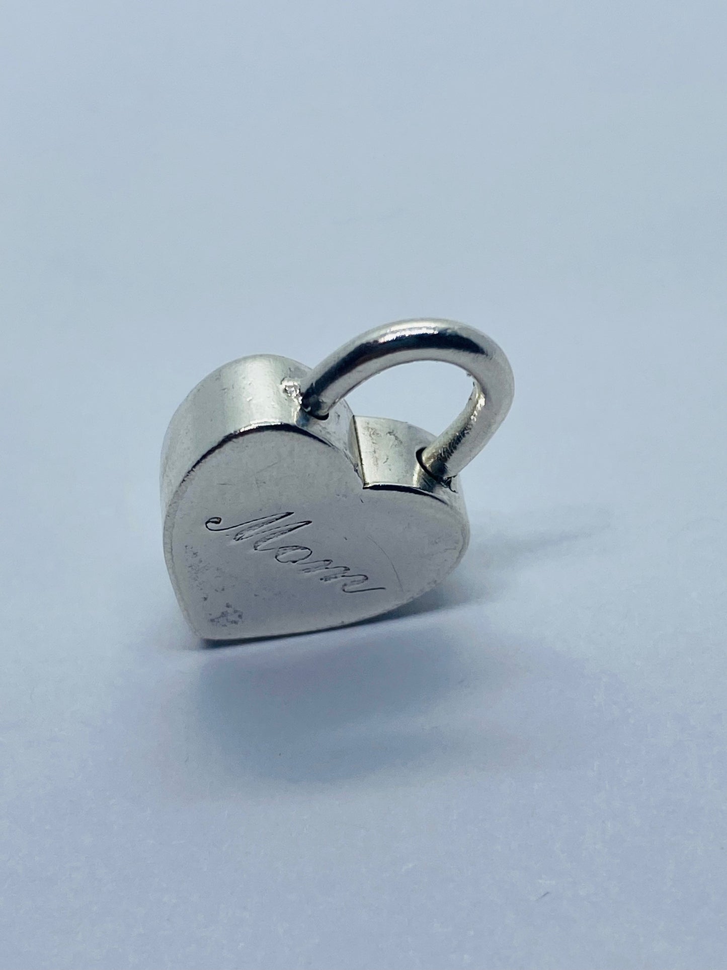 Tiffany & Co Silver Mom Heart Padlock Charm Pendant