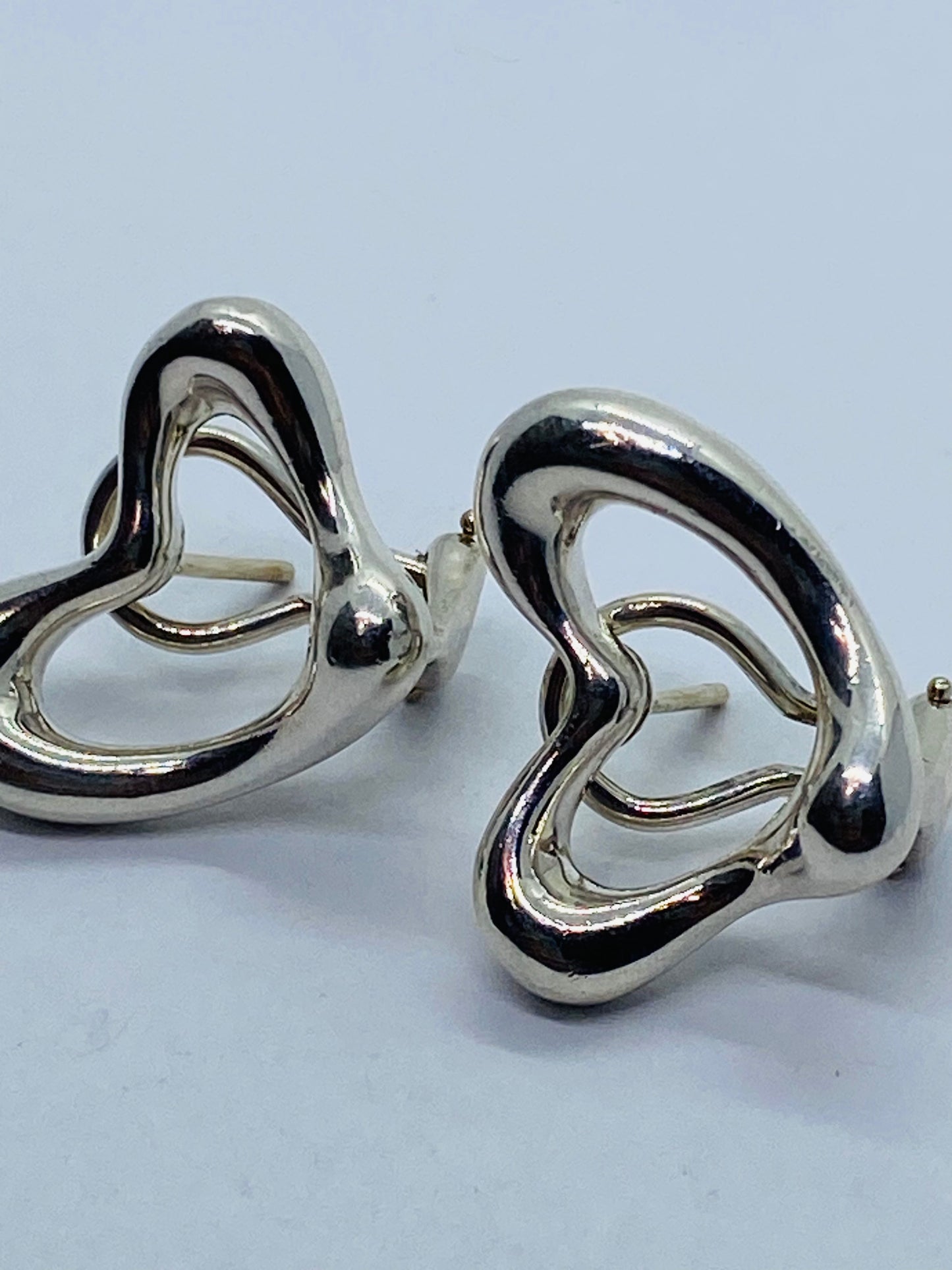 Tiffany & Co RARE Silver 925 Elsa Peretti Open Heart Clip On Earrings 18K Post