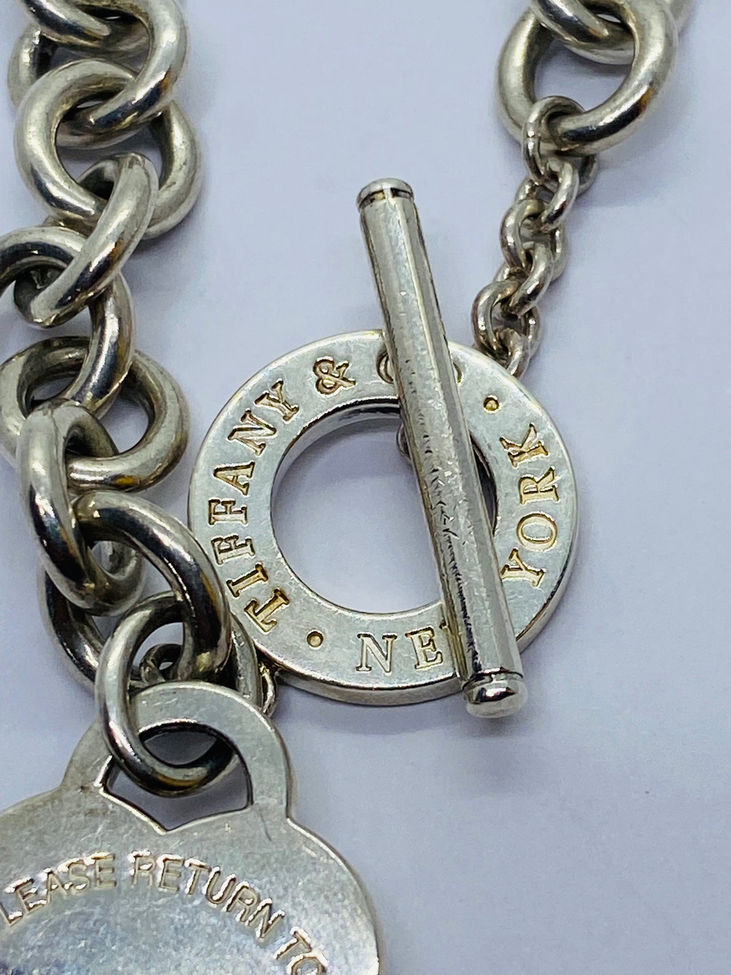 Return To Tiffany & Co 7.75” New Version Toggle Love Heart Bracelet Silver w Box