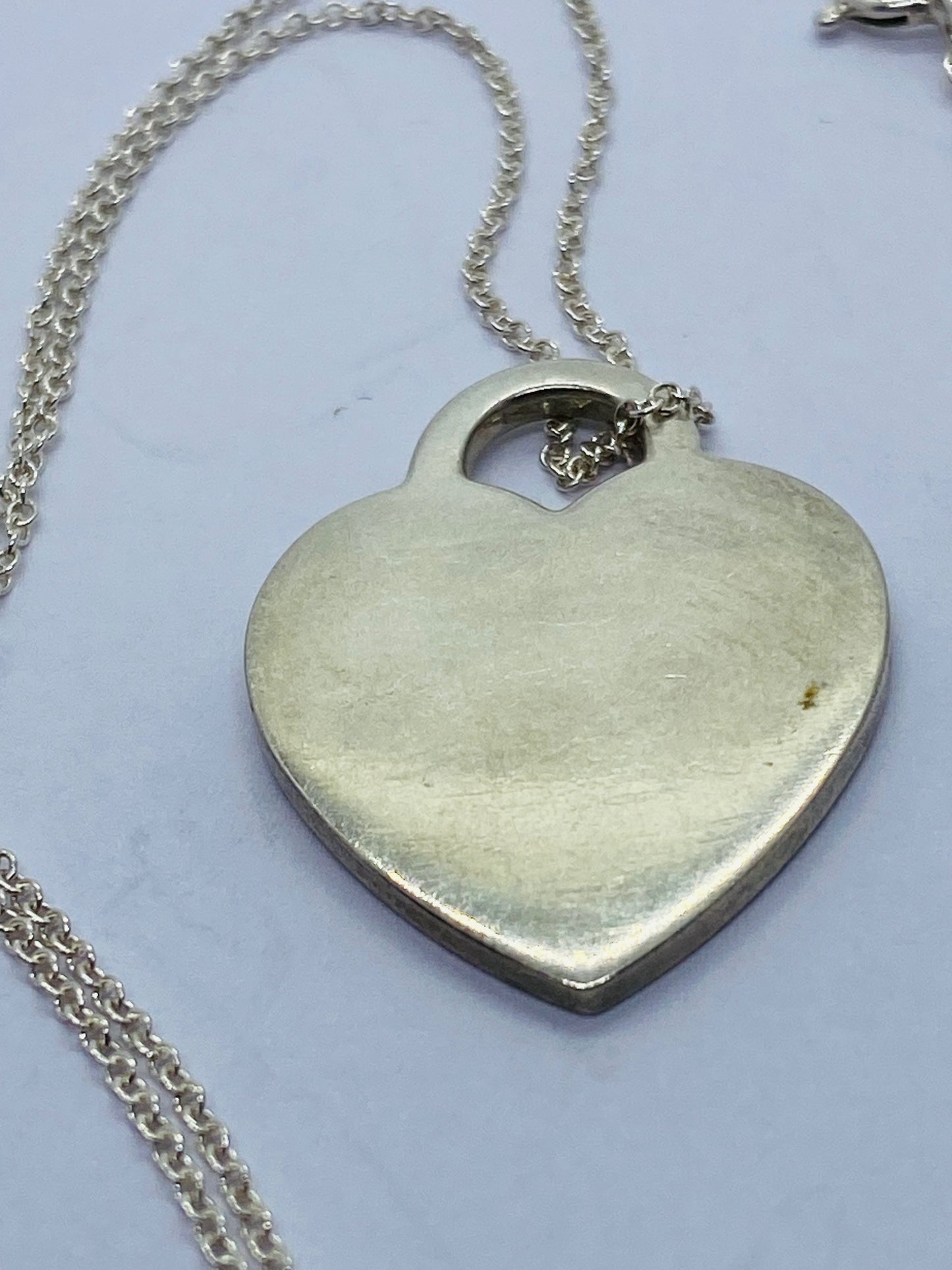Tiffany & Co Sterling Silver Engravable Blank Heart Tag Necklace 18" READ!!!