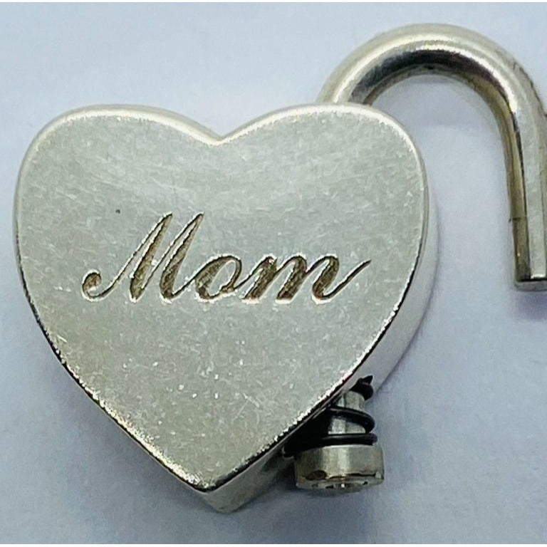 Tiffany & Co Sterling Silver 925 Mom Heart Padlock Charm Pendant Opens Closes