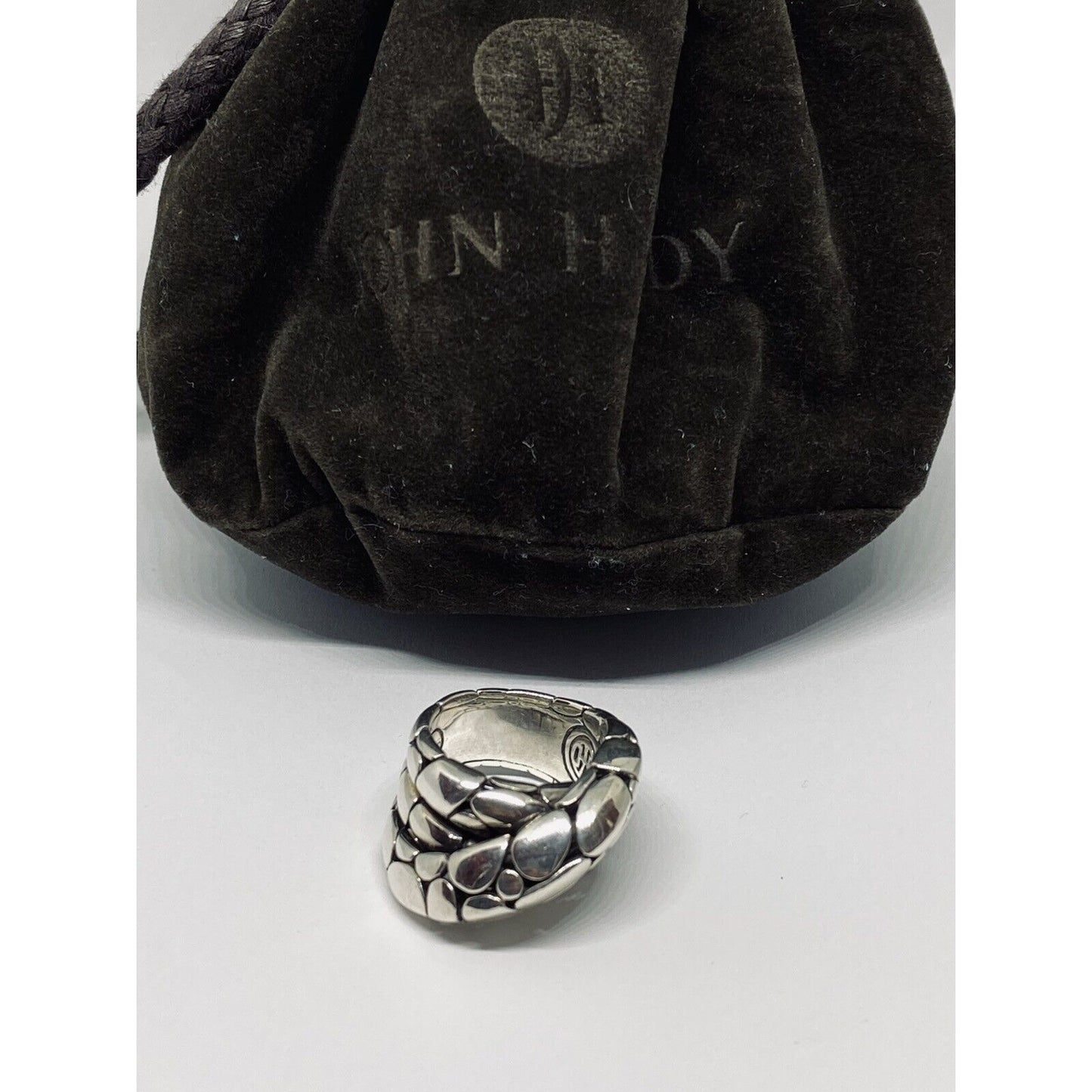 John Hardy Classic Pebble Sterling Silver Overlap Ring Sz 7