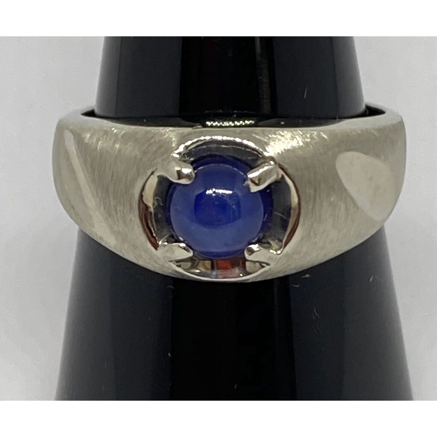 Star Blue Sapphire .85CT 14K White Gold 4.7 Grams Men Women