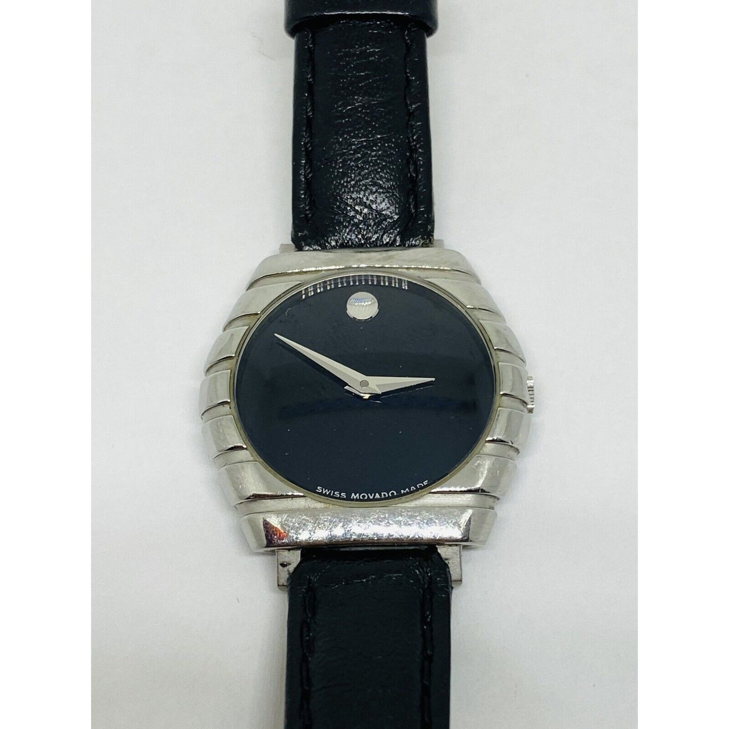 Movado 84 G4 1840 Riveli Ladies Black Dial Face 26MM Case Leather Band