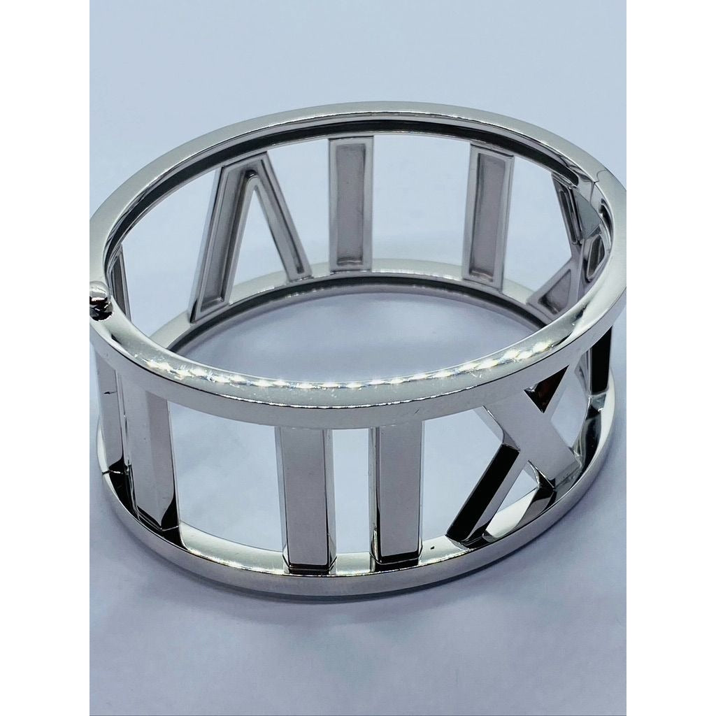 TIFFANY & CO Atlas 18K White Gold Wide Bangle Bracelet 79.4 grams 6.5" 30 mm