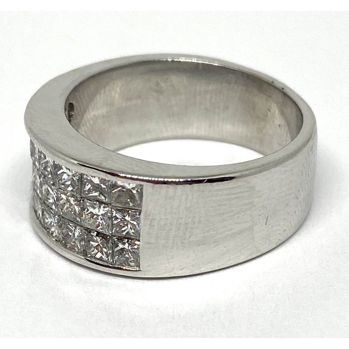 Designer Signed KOBI 2.4CT VS H Princess Cut Diamond 8.5MM 18k Gold Band Ring 7