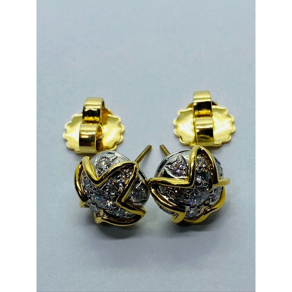 Tiffany & Co 18K Platinum and Diamond Earrings Appxt 1.14ct