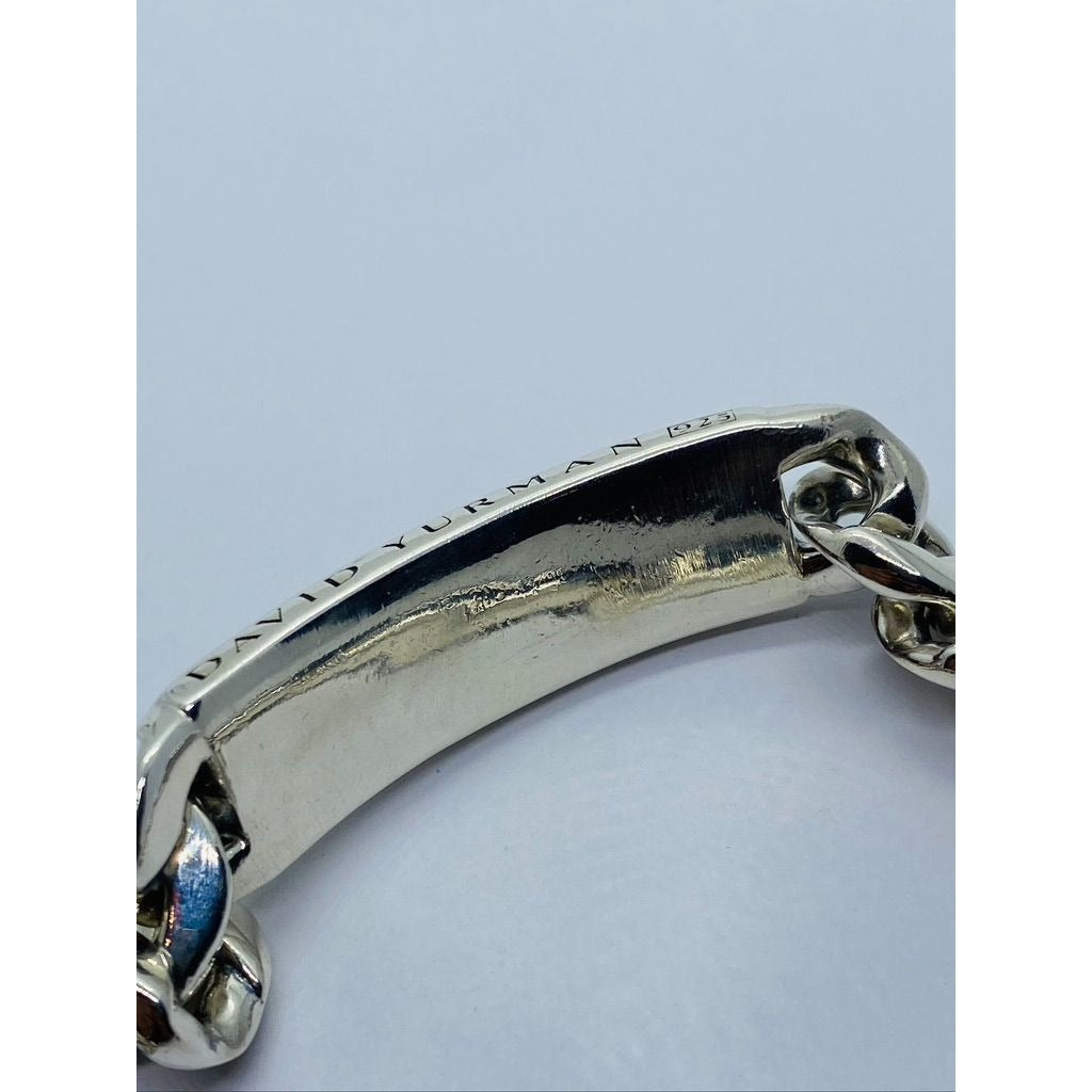 David Yurman Cuban Link Curb Tiger Eye ID Plate Bracelet 8.25" HEAVY