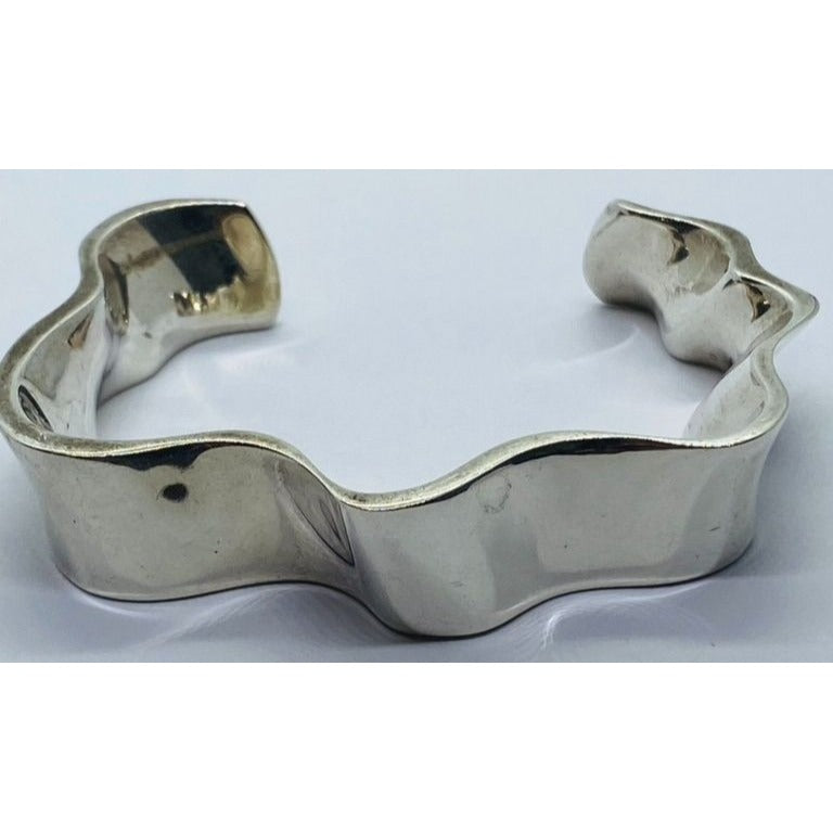RARE Frank Gehry Tiffany & Co Sterling Silver Equus Bangle Cuff Bracelet Pouch