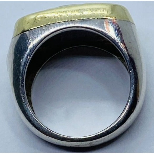 David Yurman18K Sterling Silver Carved Mother Of Pearl Ring Size 6