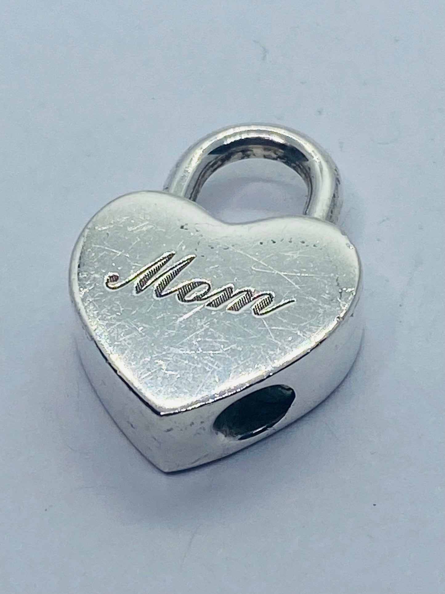 Tiffany & Co Silver Mom Heart Padlock Charm Pendant! READ!