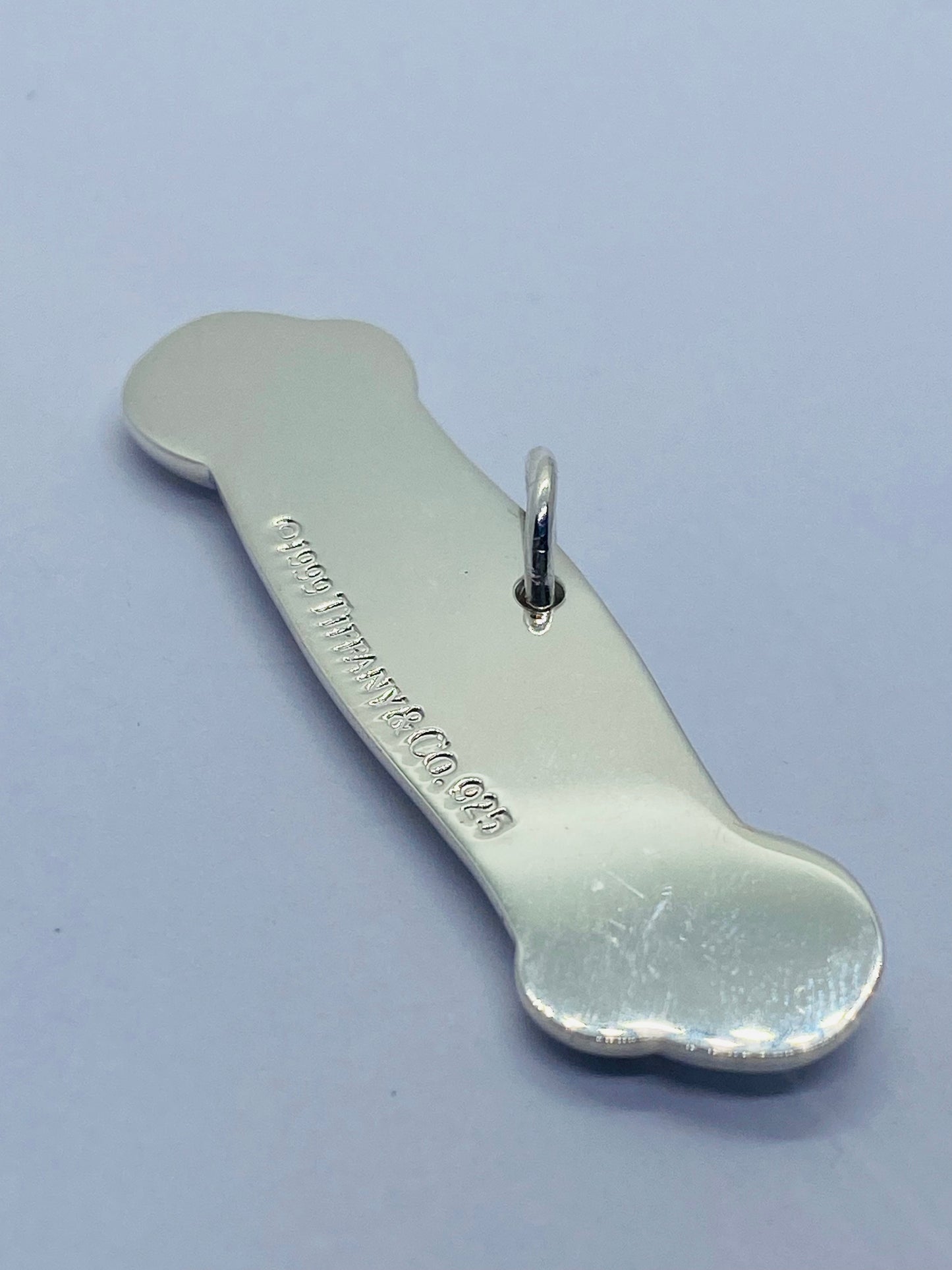 Tiffany & Co. Dog Bone Charm Pendant Tag Sterling Silver 51mm