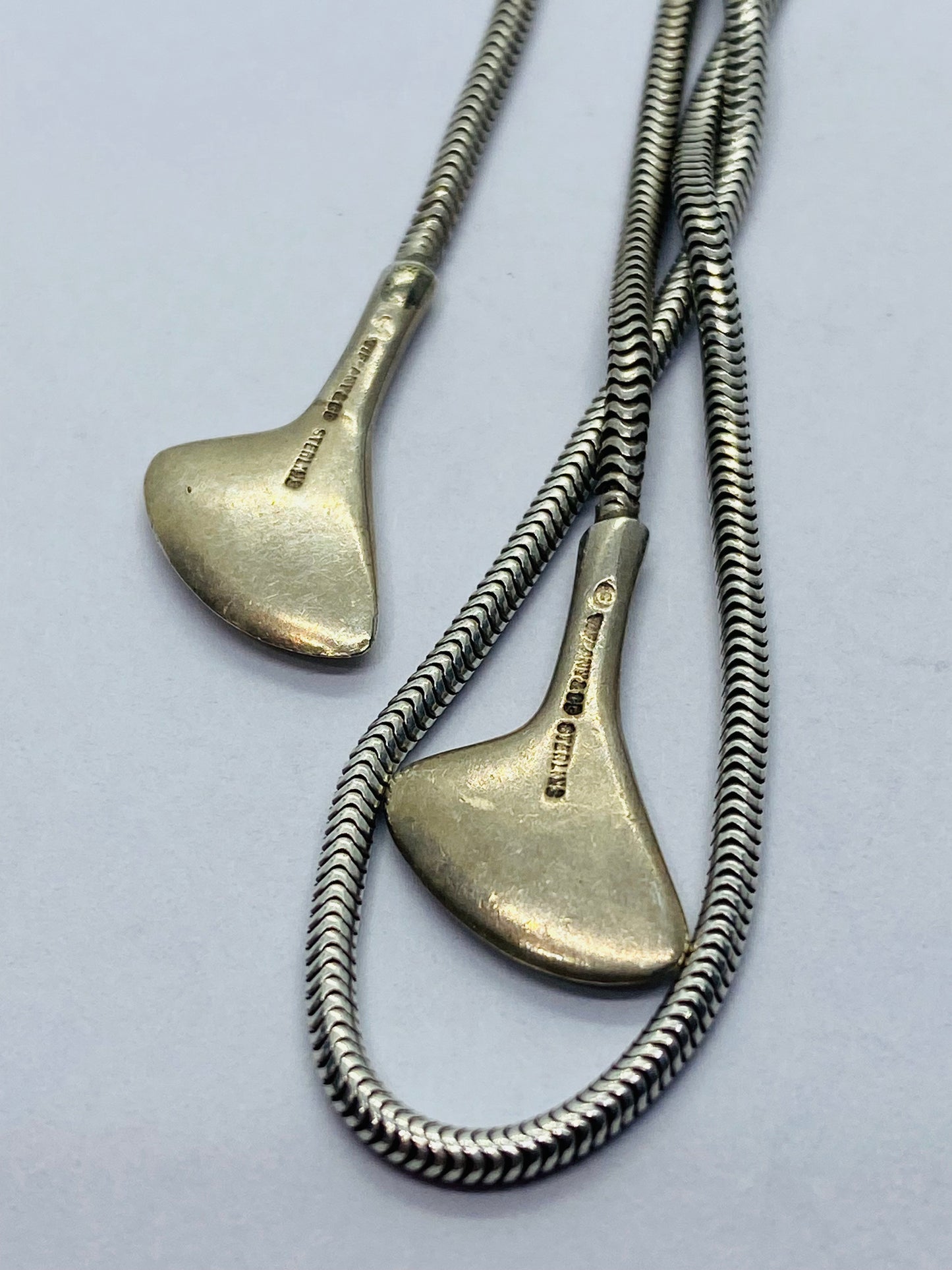 Tiffany & Co 925 Sterling Silver Wrap Bone Snake Necklace 38” long