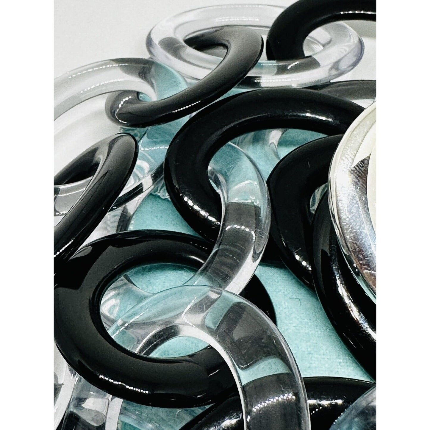 Tiffany & Co Huge Sterling Silver Paloma Picasso Black Clear Loop Necklace Resin