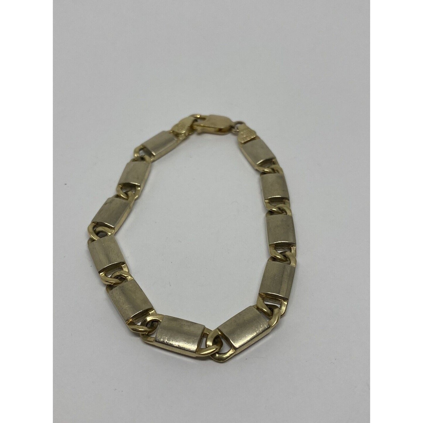 14k Two-tone Polished Gold Fancy Link Bracelet 8 inch” Links 19mm Wide 3mm Thick