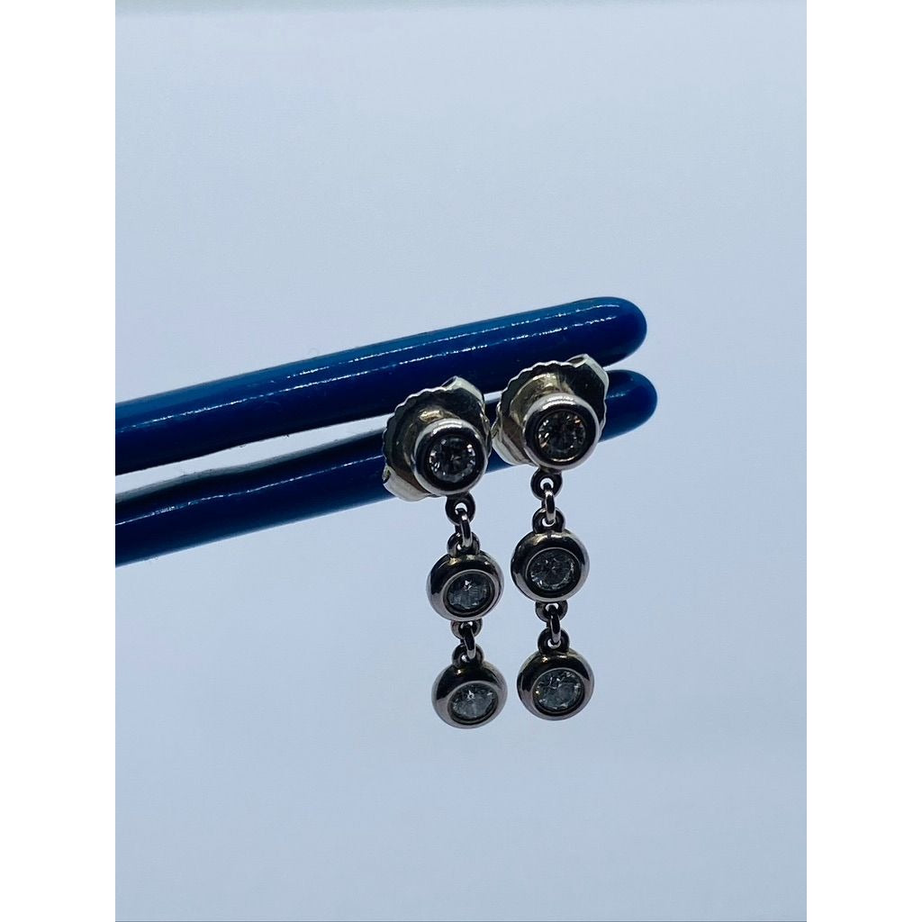 Authentic Diamonds by the Yard Drop Earrings Sterling Silver 925 .30