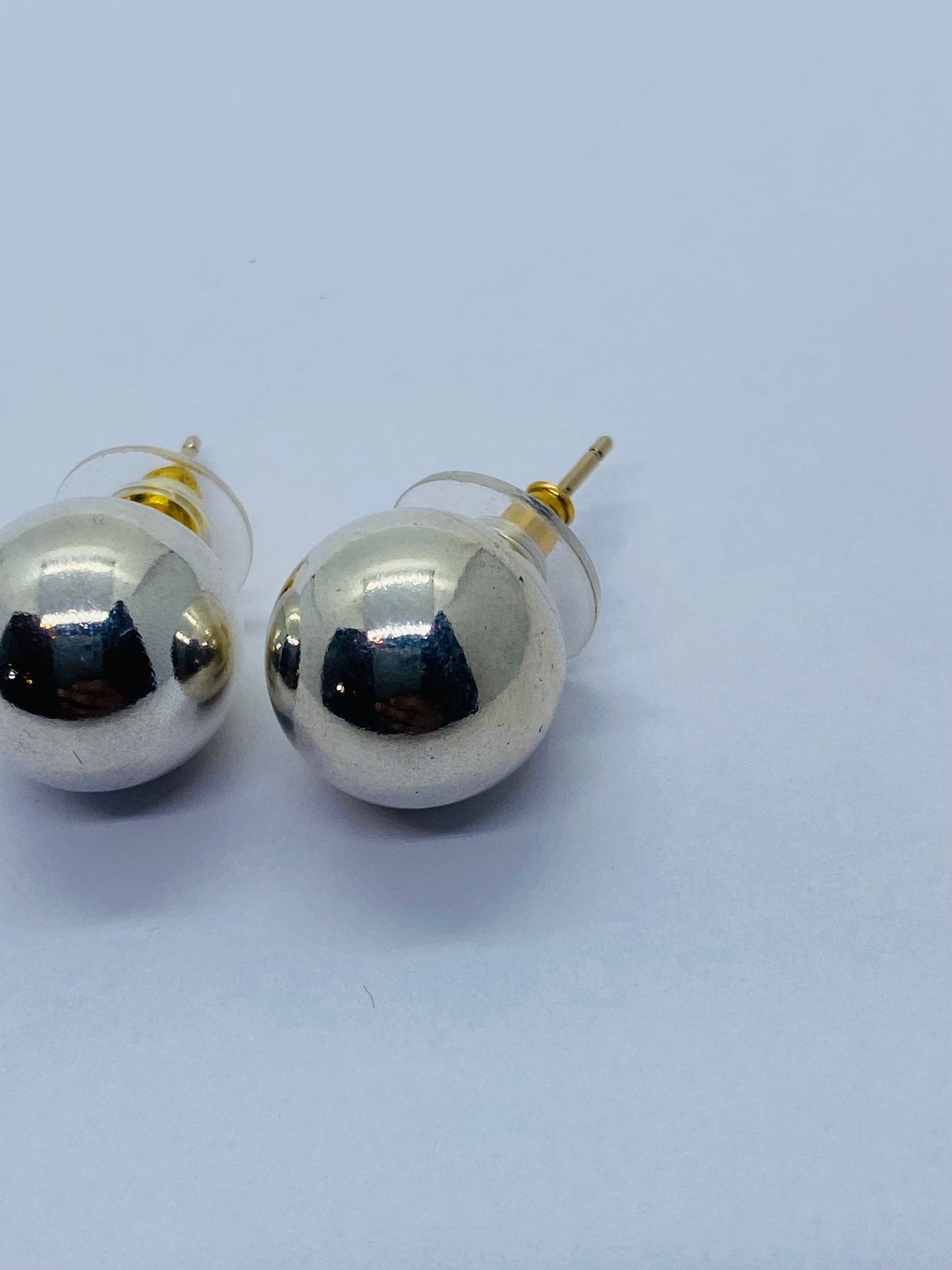 Retired 14mm Tiffany & Co Sterling Silver Ball Stud Earrings. read.