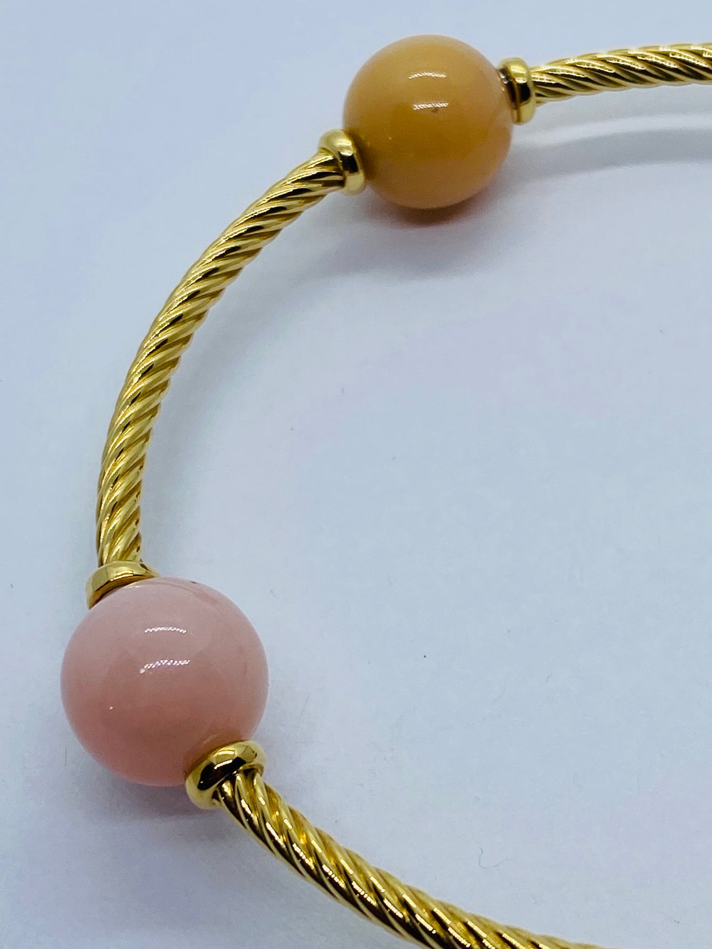 $2700 DAVID YURMAN NEW Mustique 4 Station Pink Opal Peach Moonstone 18K Gold Bracelet