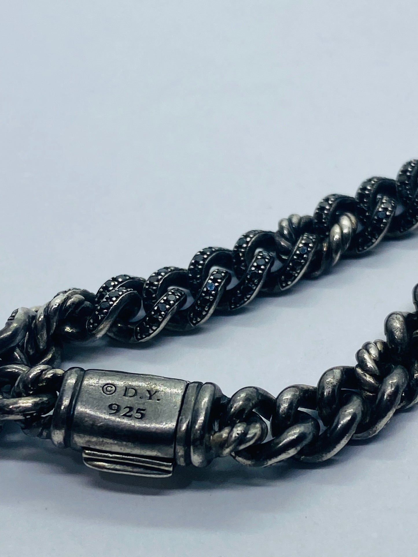 $4200 David Yurman Sterling Silver BraceletBlack Pave Diamonds 6.5” 6.4mm