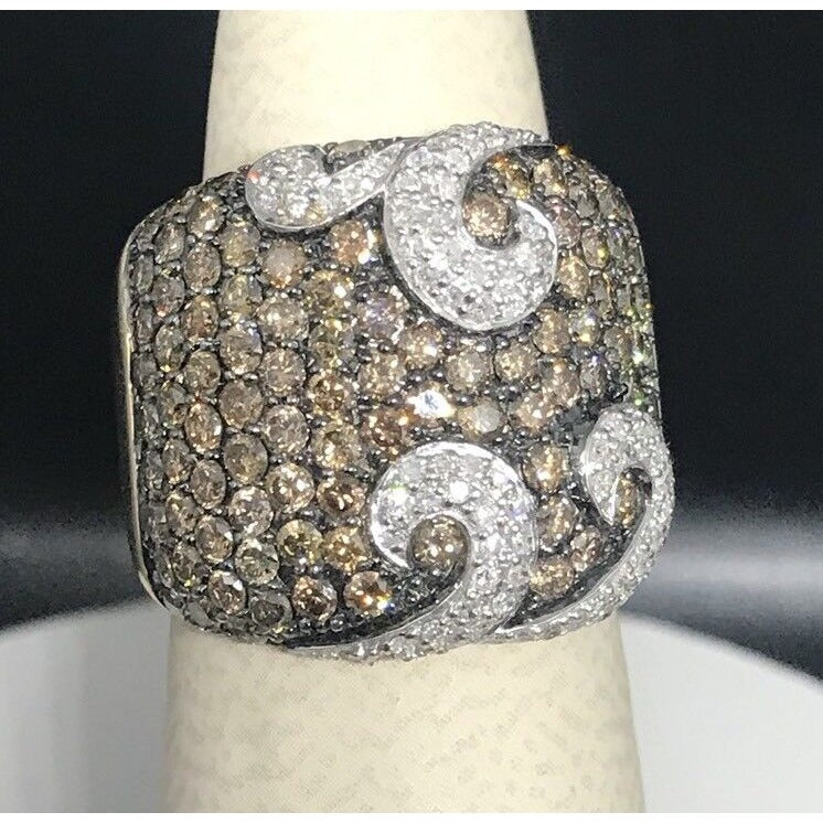 Stunning 14k Diamond Ring Pave 2.75 CT Yellow Gold 8.3G OTC Signed Sz 6.5