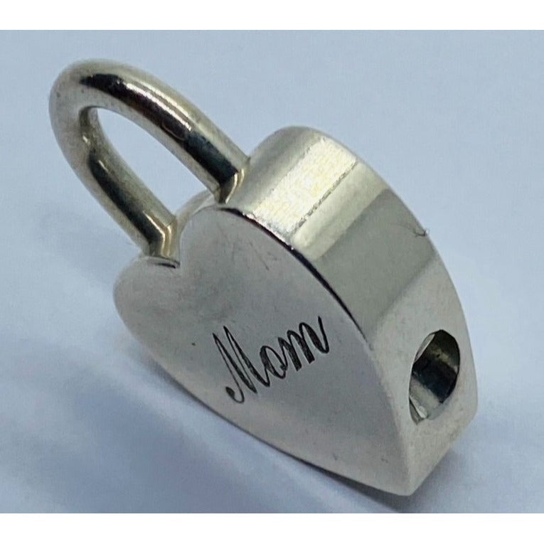 Tiffany & Co Sterling Silver 925 Mom Heart Padlock Charm Pendant Opens Closes