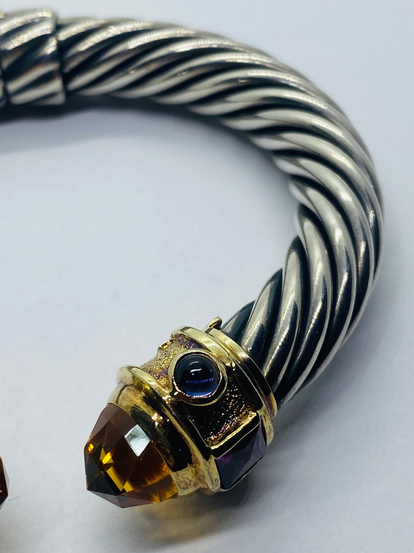 David Yurman 925 14K Gold 10MM Renaissance Bracelet Citrine Amethyst Tourmaline