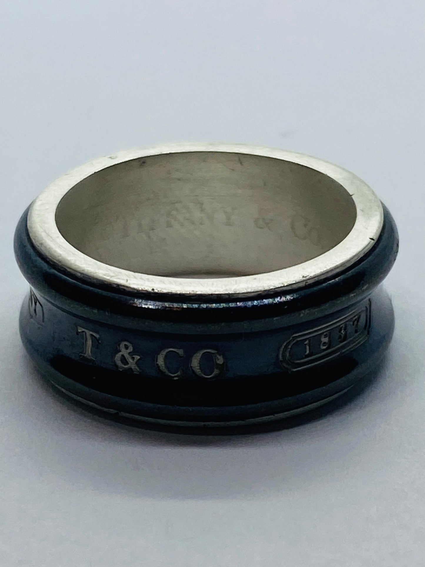 TIFFANY & CO SILVER TITANIUM 1837 RING SIZE 5.75