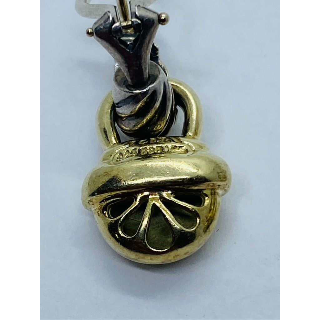 David Yurman 925 585 Sterling Silver 14K Acorn Dangle Earrings