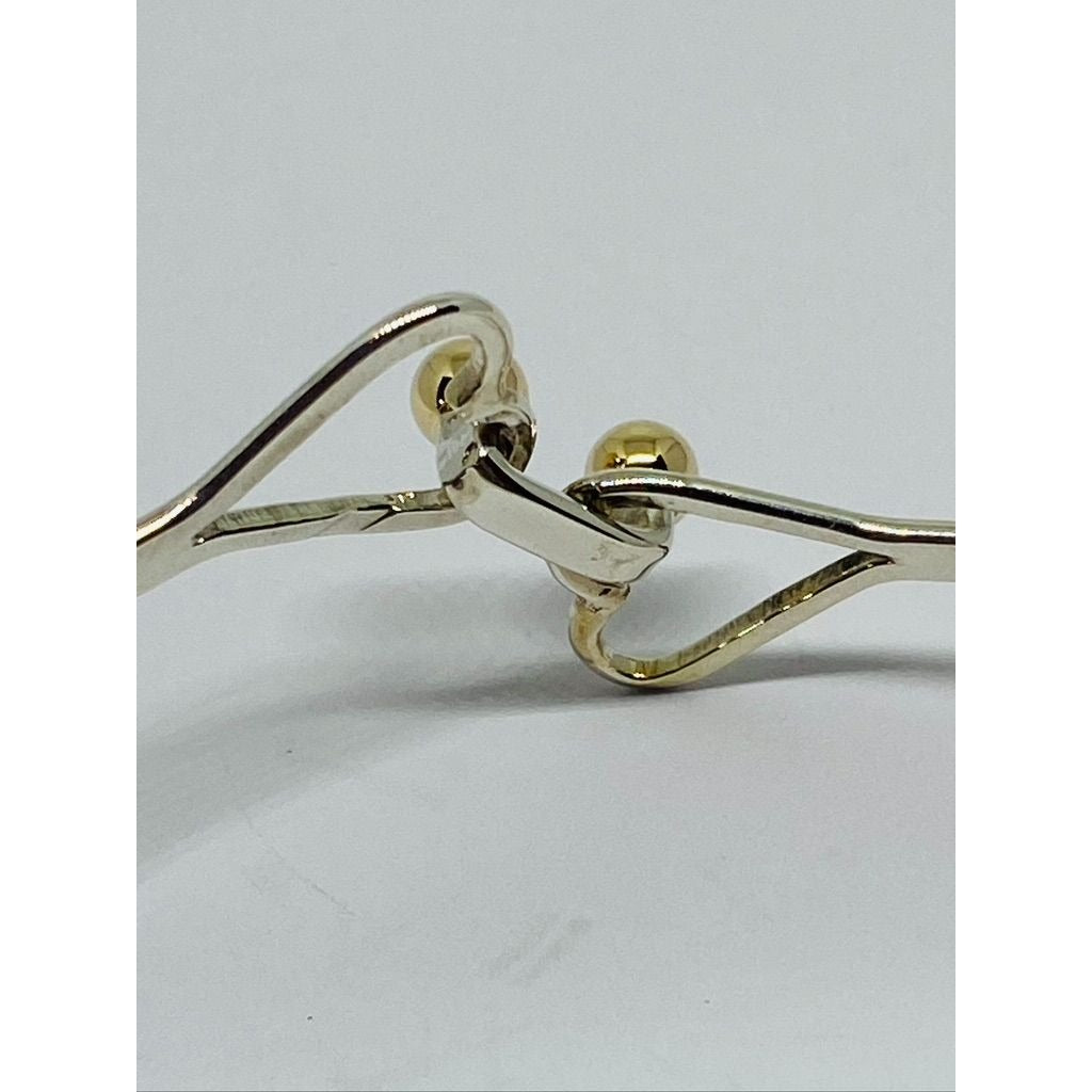 Tiffany & Co. Double Heart Bangle Bracelet in Sterling Silver & 14K Gold Balls